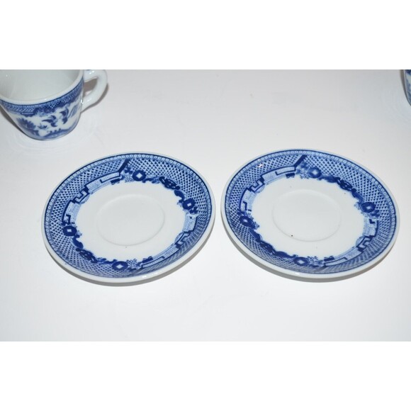 Vtg Blue Willow Demitasse Cup & Saucer blue & white set of 2 Love Birds - Picture 7 of 10